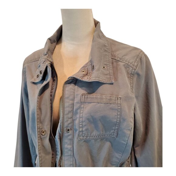 GAP SZ M Women's Zip Front Utility Safari Jacket Cargo Pockets in Gray - Picture 2 of 12